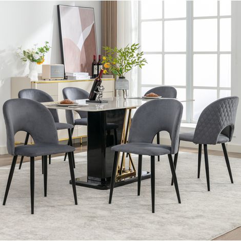 sedia poltrona velluto grigio con schienale e piedi OKMYHOME (1/5)