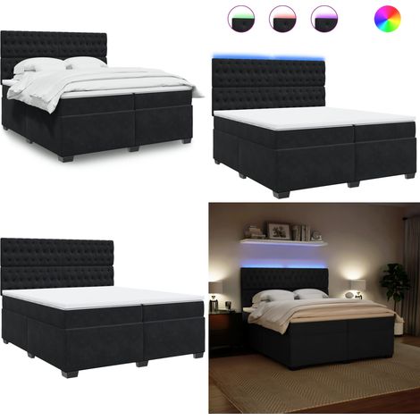 Boxspringbett mit Matratze Schwarz 200x200 cm Samt - Boxspringbett - Doppelbett - Samtbett - Samt - Lederoptik - Home & Living (1/5)