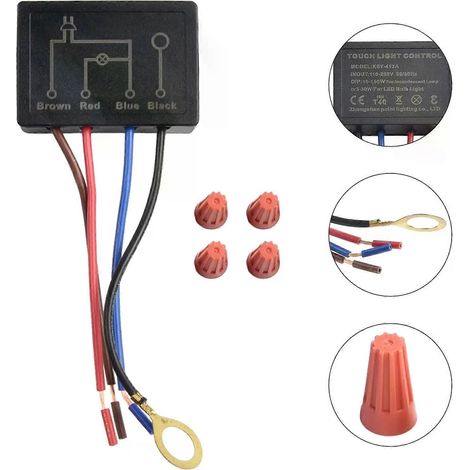 Module de commande de variateur tactile 220 V pour lampe de table avec capteurs et variateur tactile 3 voies pour lampes LED. Accessoires pour interrupteurs. (1/5)