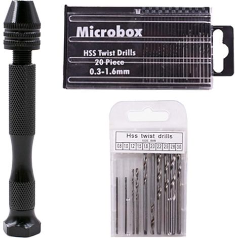 Perceuse Manuelle - Porte-Broche Précision - 30 Micro-Broches Hélicoïdales 0,3 à 3,0 mm - Pour Bijoux Résine Bois Argile - Lot de 31 Pièces (1/5)