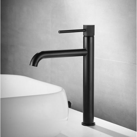Robinet de lavabo en cuivre avec eau chaude et froide - Noir haut - Robinet de lavabo en cuivre avec eau chaude et froide - Noir haut (1/5)