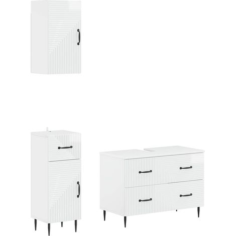 Maison Exclusive - Set di armadietti da bagno in 3 pezzi HAARLEM Bianco Lucido (1/5)