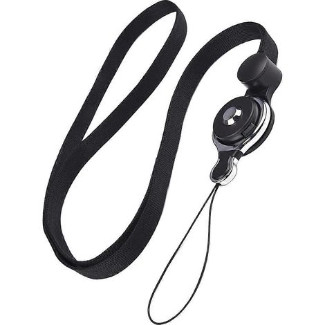 Lanière de téléphone en nylon noir, anti-perte, pour tour de cou. (1/5)