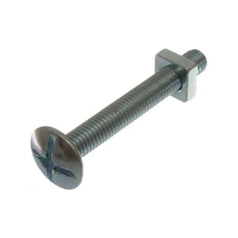 20 boulons de toiture à tête cruciforme + écrous carrés BZP plaqué zinc M8 x 60 mm