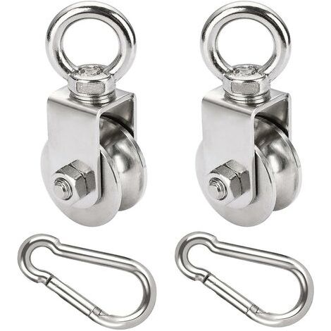 2-Pack 48 Mm Poulie avec roulement à billes, 500 Kg Poulie de support Câble en acier, poulie en acier inoxydable pour câbles Câble cadre Fitness
