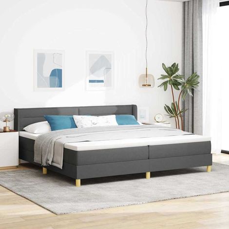 Cama tipo Box Spring con colchón Gris oscuro 200 x 200 cm tela (1/5)