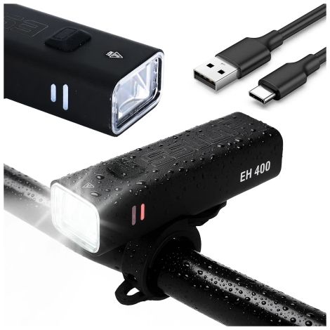 EH 400 LED-Fahrradfrontlicht, einstellbare 400 Lumen, 2000 mAh, wasserdicht, schwarz (1/5)