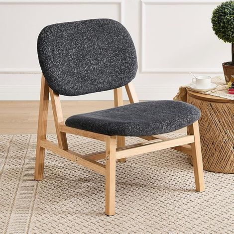Wahson Poltroncina da Salotto in Tessuto e Legno, Grigio