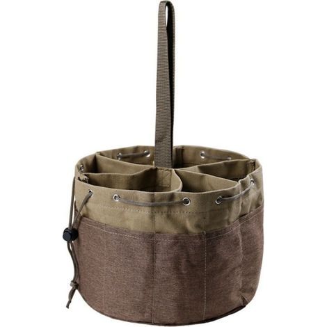Folding garden fishing bench, garden tool bag bucket, round khaki-Sunny (1/3)