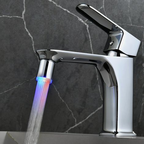 Robinet SDF-C6 à 10 LED multicolores, éclairage tricolore à détection de température et clignotement lent, aspect cuivre. (1/4)