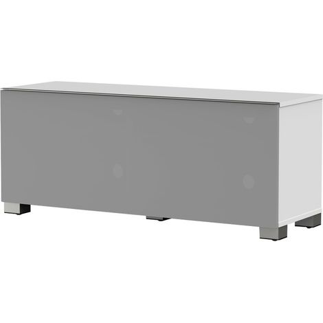 Meuble TV bois blanc et tissu Axel 120 cm