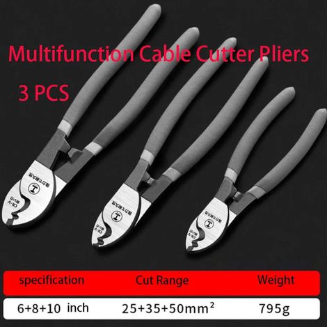 Ensemble d'outils multifonctionnels pour électricien (6, 8, 10 pouces), comprenant des ciseaux d'électricien. (1/5)