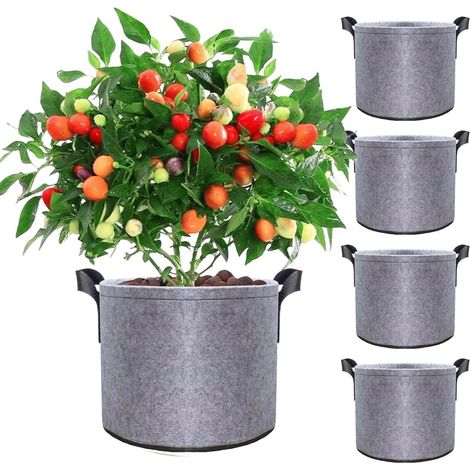 Sacs de culture gris de 11 litres (lot de 5) — Pots et plateaux de culture en tissu  sacs de culture en tissu non tissé adaptés aux tomates et aux pommes de terre (1/4)