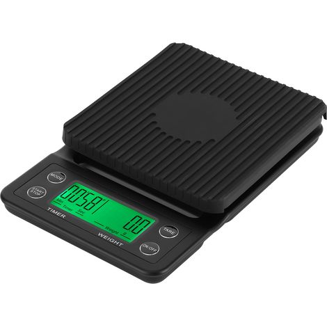 Balance numérique LCD avec minuteur, balance électronique pour café fait main, pesée des aliments à la maison (1/5)