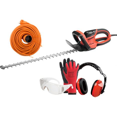 PACK - DOLMAR Taille-Haie Électrique 670W - Lame 65 cm HT6510 + Rallonge de Jardin 40m + Équipements de protection