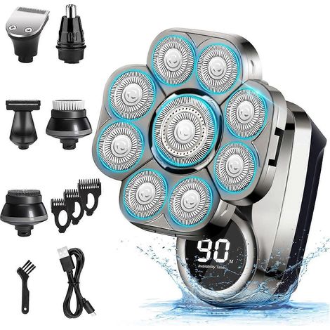 Rasoir de tête, rasoir électrique 9D étanche IP67, rasoir à tête rotative pour homme avec écran LED, rasoir électrique pour homme (1/5)