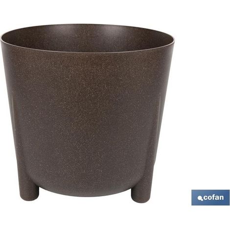 Pack de 4 pots avec pieds et filtre de drainage couleur café WPC Ø 341 x 320 mm (1/4)