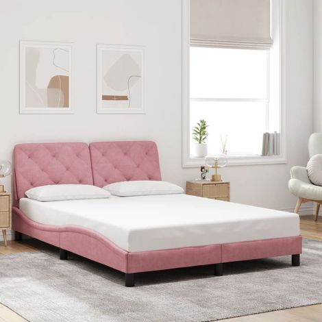 Cadre de lit sans matelas-Structure de lit rose 140x190 cm velours 256203 (1/5)