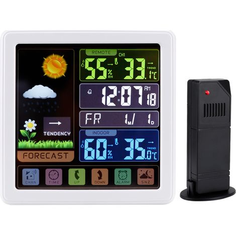 Weiße drahtlose Wetterstation, Wetterstation mit LCD-Farbdisplay