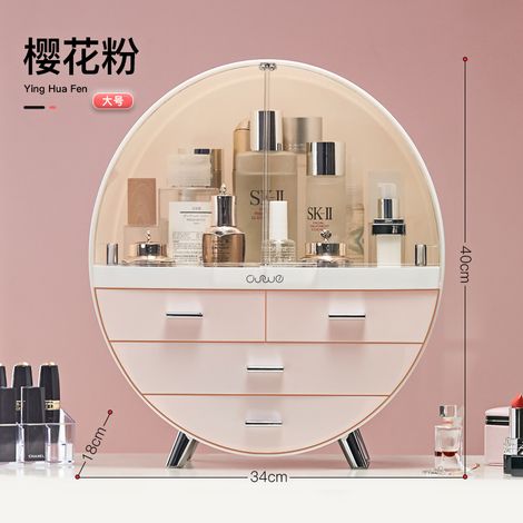 Boîte de Rangement Grande Rose, Marque Partenaire, Modèle Tiroir, Anti-poussière Cosmétiques