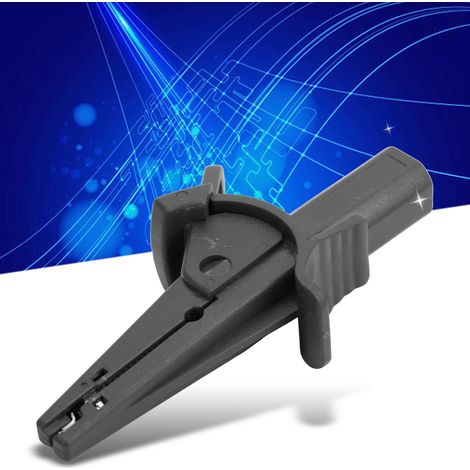 J.60041 Sicherheitsprüfklemme, Krokodilklemme mit 4 mm Schutzbananenstecker am Ende, Stromprüfklemme, schwarz. (1/5)