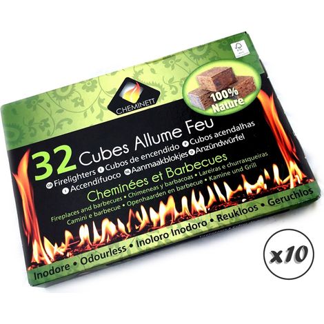 Cubes allume-feu pour cheminées Barbecues feux de camp fours à bois poêle - Quantité x10 - 32 cubes allume-feu (1/5)