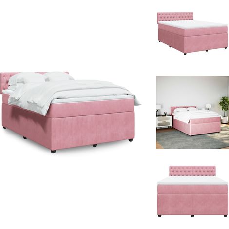 Sommier à lattes de lit avec matelas Rose 160x200 cm Velours - Sommier À Lattes De Lit - Sommiers À Lattes De Lit - Lit - Meuble De Chambre À Coucher (1/5)