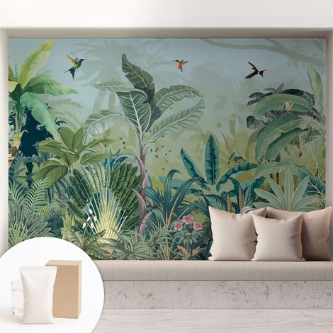 Papier peint intissé décoratif pour salon chambre et cuisine Facile à poser avec colle Nature tropicale 208x146 cm (1/5)