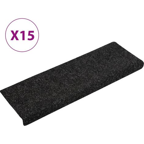 Maison Exclusive - Tappetini per scale autoadesivi 15 pz 65x21x4 cm neri bordo rettangolare