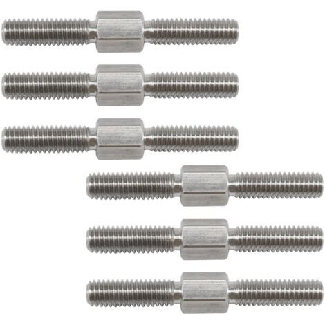 Goujon hexagonaux M6 x 50 mm, 6 pieces, double filetage gauche/droit, acier inoxydable 304 (1/4)