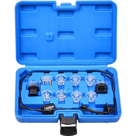 11 Pièces Outil de Testeur D'Injecteur de Carburant Noid Light Set Fuel Light Kit de Testeur D'Injecteur de Carburant Noir (1/5)