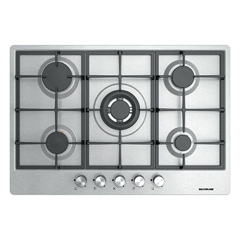 Silverline piano cottura a gas 5 fornelli da incasso 75 cm acciaio inox as5444x01 (1/2)