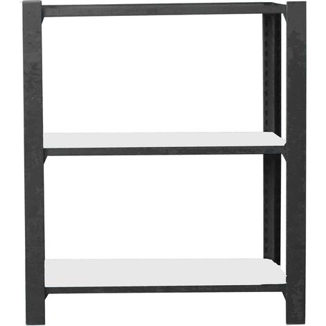 Estantería metálica sin tornillos OFFICLICK de 3 estantes (100x90x30cm) ANTRACITA Y BLANCO (1/4)
