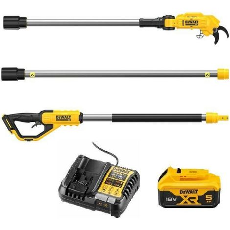 DEWALT Scherenbaumschere de pole XR 18V mit 1 x 5Ah Li-Ion Akku und Ladegerät, DCMPP569P1-QW