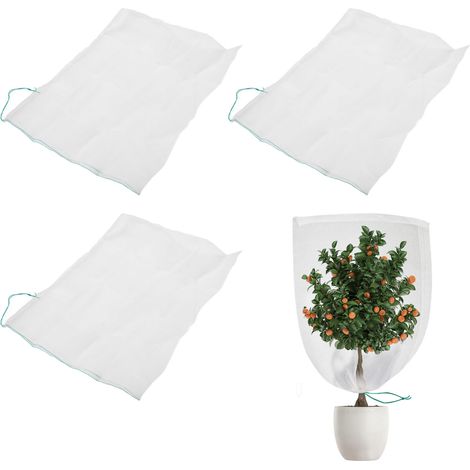 Lot de 3 Filets de Protection pour Plantes de Jardin avec Cordon Vert – Protection Anti-Insectes et Anti-Oiseaux pour Plantes en Pot et Arbres Fruitiers, 105 x 140 cm,de DEBUNS (1/5)