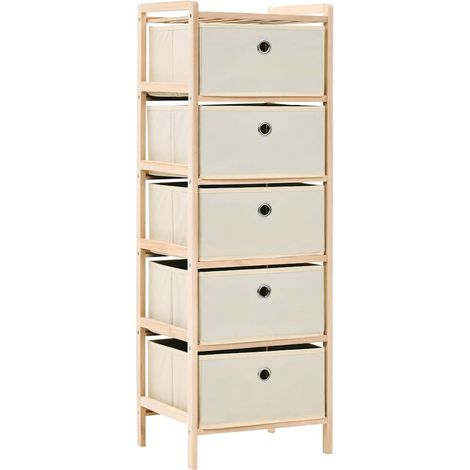 Maison Exclusive - Scaffali con 5 Cesti in Tessuto 2 pz in Legno di Cedro Beige (1/5)