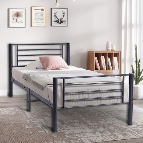 Lit gris métal Sammy 90x200 Cadre 97x210 H-H 80