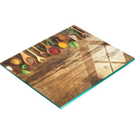Dekoratives Schneide- und Servierbrett aus Glas für Gewürze und Holz, 60 x 52 cm (1/5)