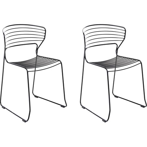 Set di 2 sedie da pranzo imbottite Design moderno Base in metallo nero Pistoia