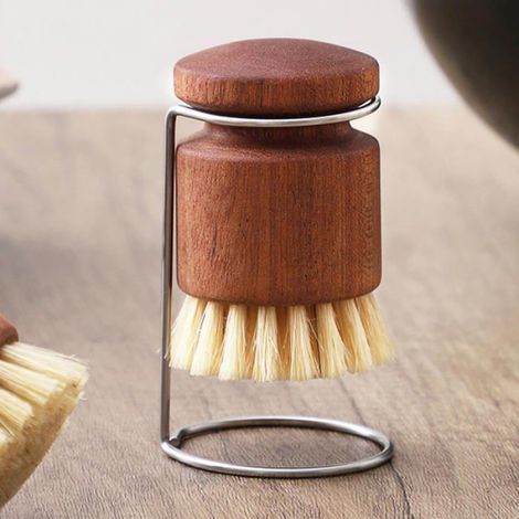 Brosse à vaisselle avec support – Poignée confortable – Pour poêles, plaques, salle de bain, WC, évier et plan de travail (1/4)