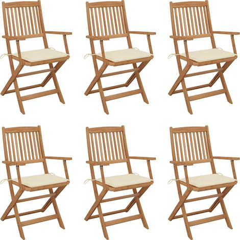 Klappbare Gartenstühle 6 Stk. mit Kissen Massivholz Akazie (1/5)