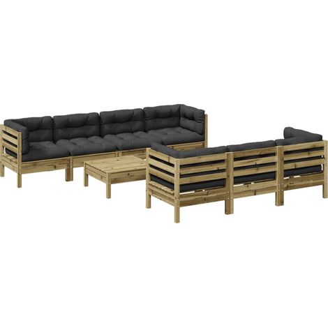 Set Divani da Giardino 8pz con Cuscini Legno Impregnato di Pino vidaXL (1/5)