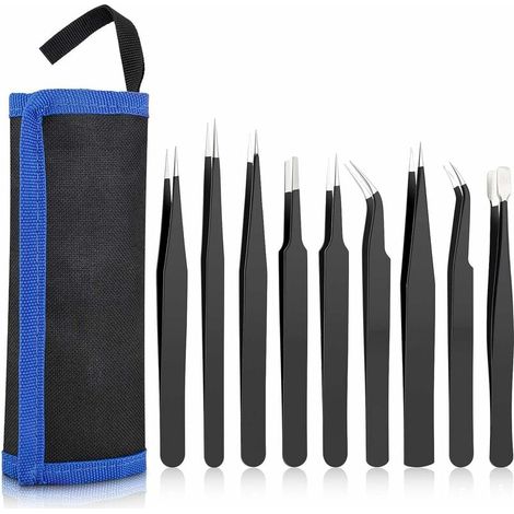 Gehärtete und hochelastische Pinzette, 1,5 mm, gekürzt, 9er-Set