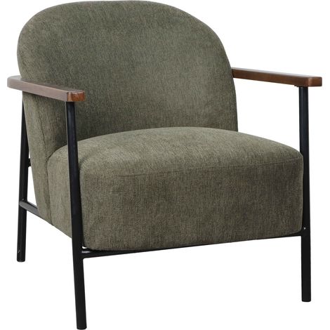 Oviala – Fauteuil relax en bois et acier – Tissu polyester vert foncé – Confort optimal avec mousse D28 – Dimensions 77x71x82cm