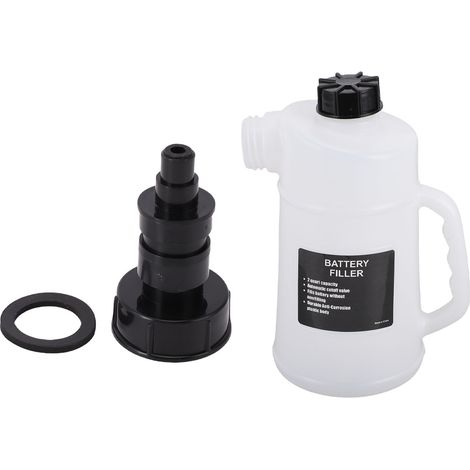 Ortviai Bouteille de Remplissage pour Batteries 2 L avec Arrêt Automatique et Valve Anti-Goutte en PP Blanc