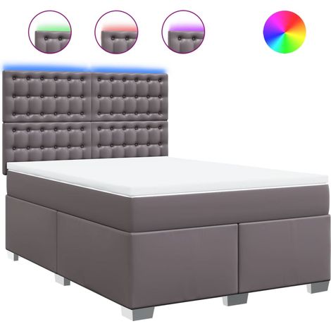 Maison Exclusive - Sommier à lattes de lit avec matelas Gris 160x200 cm Similicuir