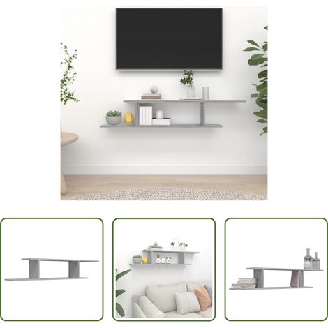 Bois d'ingénierie - Étagère TV murale Sonoma gris 125x18x23 cm Bois d'ingénierie (1/5)