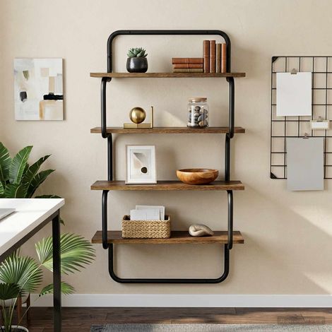 vidaXL Estante de pared de 4 niveles Roble Ahumado 40 x 24,5 x 104 cm (1/5)