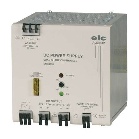 Alimentation pour rail DIN ELC, 24V c.c. 12.5A, 190 440V c.a., 300W (1/3)