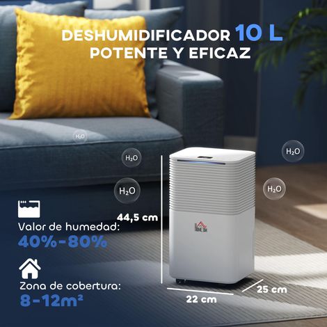 Déshumidificateur 10 L/jour, silencieux, 3 modes, affichage LED, minuterie 24 h, sécurité enfant et drainage continu, blanc (1/5)